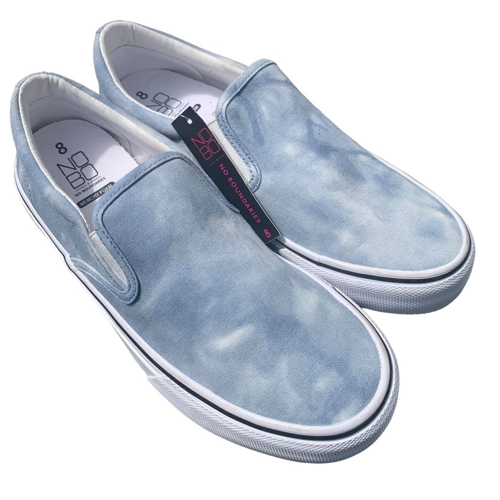 NO BOUNDARIES Blue Tie Dye Slip On Canvas Sneaker Shoes, Women's 8, NWT